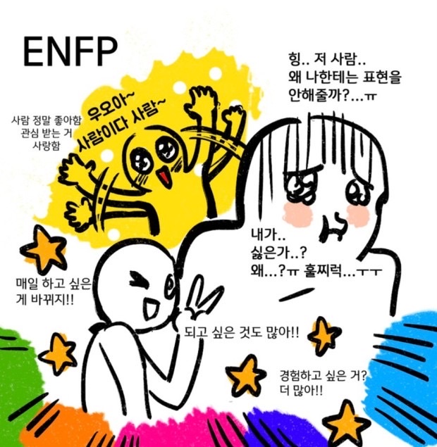 6mixxbbl's tweet image. 240908 🐥🫧 12:18AM

📸 ENFP

- "Woah, it's a person! A person!"
  (They really like people and love receiving attention)
  
- "That person... why don't they show any expression towards me?...ㅠ"
  "Do they... hate me..? Why...? ㅠㅠ Sniffle... ㅠ"

- "I want to do so many things…