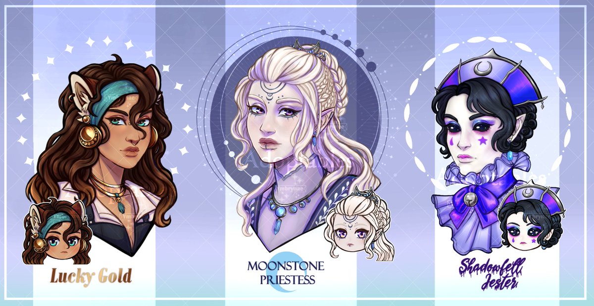ymbrynae's tweet image. New designs UwU
#adoptables #adoptable #dndadoptable #fantasyadoptable #jester #elf #bg3