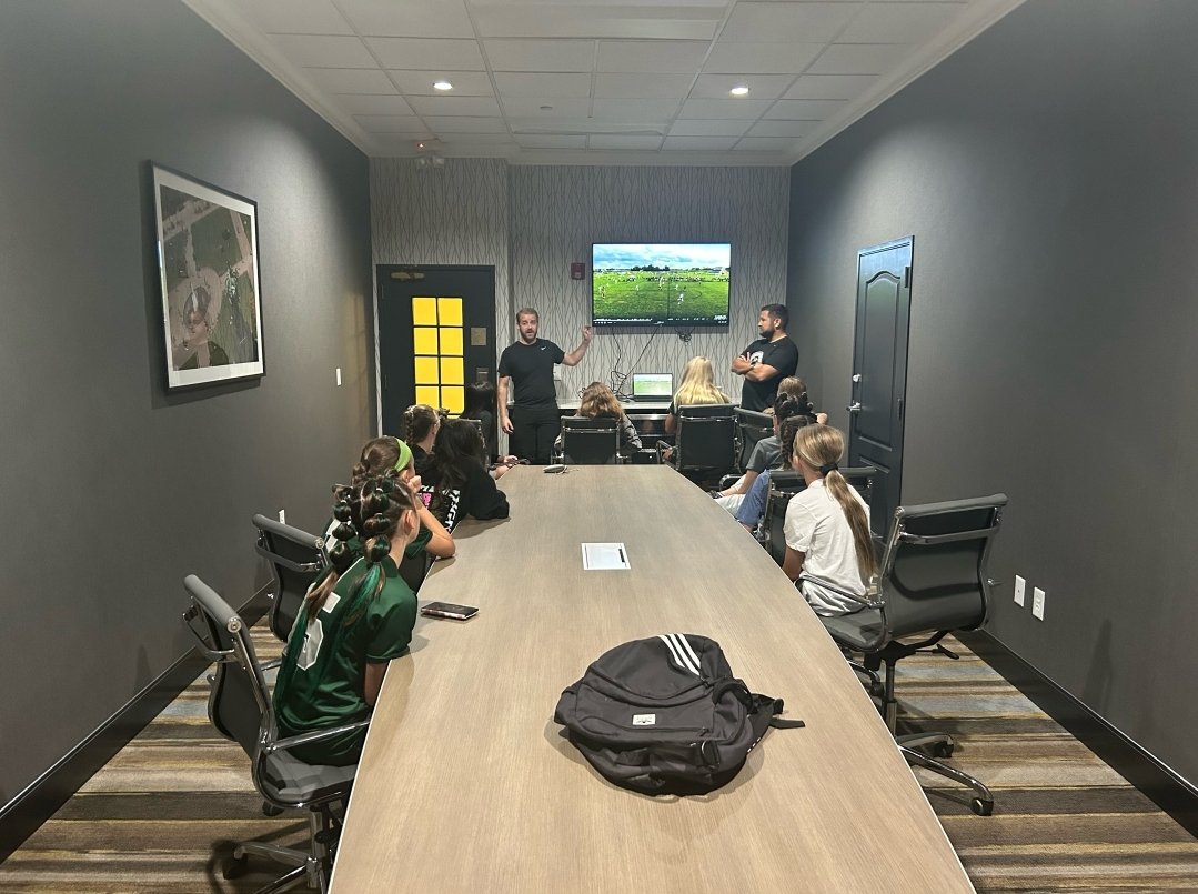 The team had a film session this morning before taking the field this afternoon. Thanks coaches!  #Westsideunited #madison56ers