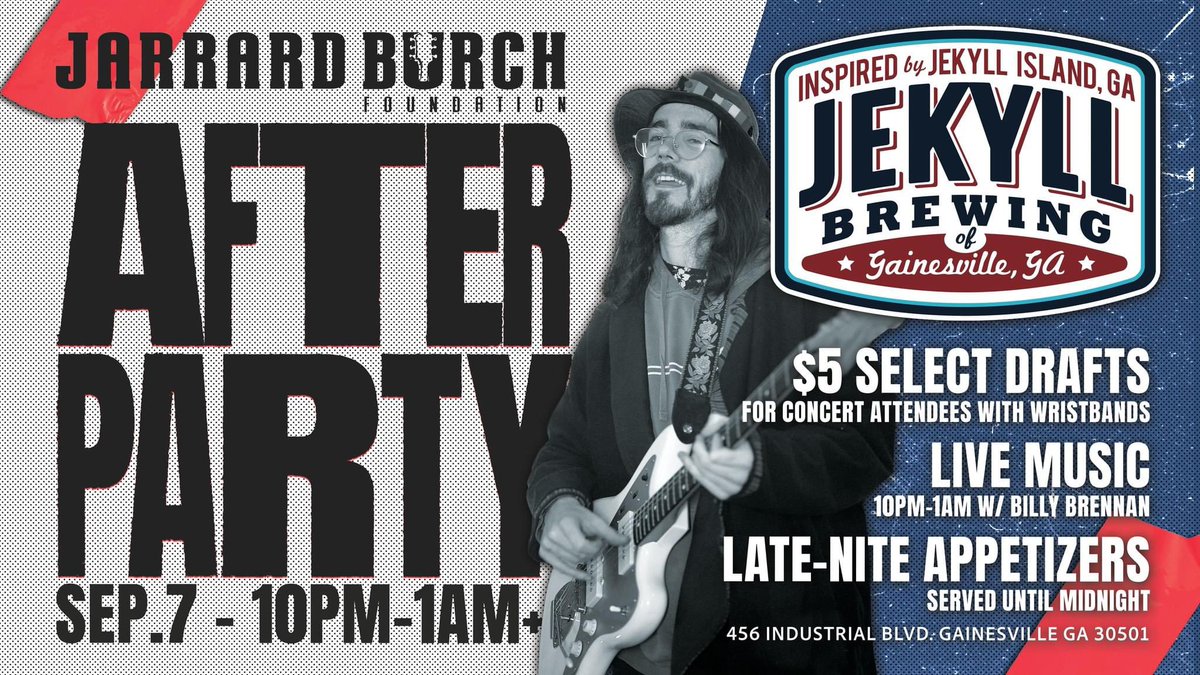 TONIGHT!!!

Jekyll Brewing Gainesville will be open late to host the official After Party of the 23rd Annual Jarrard Burch Foundation Songwriters Show. 10pm-1am+
 #jekyllbrewing #jarrardburchfoundation #gainesville #afterparty #openlate