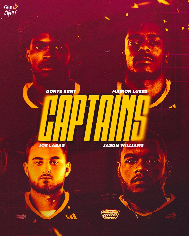 Our captains for tonight's game against the Panthers 👑

DB | Donte Kent
RB | Marion Lukes
QB | Joe Labas
DL | Jason Williams

#FireUpChips🔥⬆️🏈 | #PTS