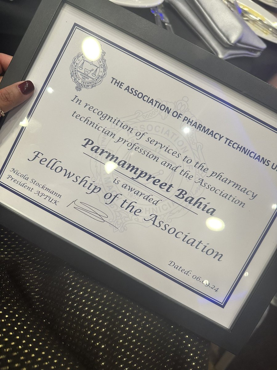 Feeling extremely grateful and overwhelmed 🥹

Thank you to @APTUK and the amazing pharmacy technicians who nominated me for fellowship 🫶🏽