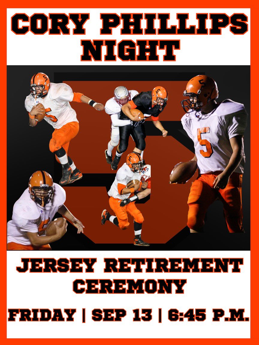 Please join us this Friday as the Cascade Football Family celebrate and remember not only an amazing athlete but an even better person as we retire Cory Phillips #5.

We can’t believe it’s been 10 years since we lost him. Today is his birthday and it’s an honor to remember him.