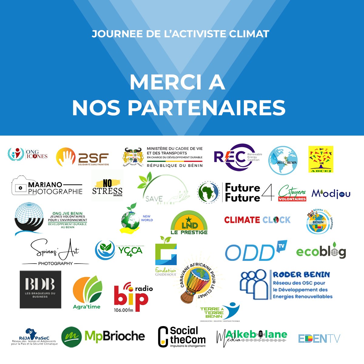 Clap de fin de la première édition de la Journée de l'Activiste Climat.

Nos remerciements vont à l'endroit de nos partenaires, des experts et des participants qui ont de cette première édition une belle expérience.

Vive la jeunesse et place au programme de mentorat.