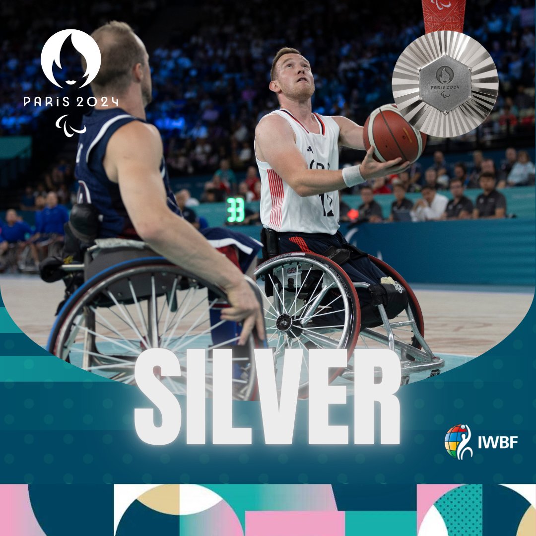 SILVERRRR  FOR GREAT BRITAIN🥈

Breaking a 28-year streak, their last silver 🥈 medal was in 1996 in Atlanta! A performance to be proud of. 👏

#Paris2024 #Paris2024WBB #Paralympics #wheelchairbasketball