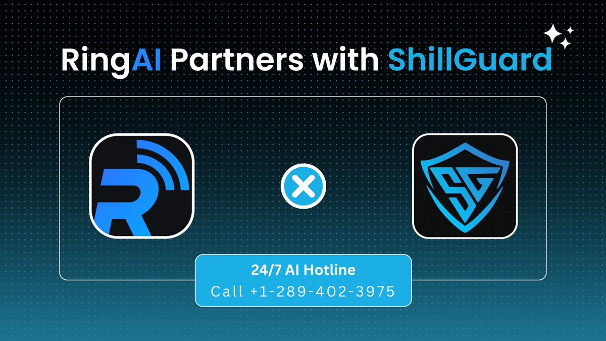 TryRingAI's tweet photo. 📢 Partnership Announcement
🚀 RingAI is excited to partner with @ShillGuard! Our AI-voice technology now provides 24/7 customer support, ensuring a seamless experience for ShillGuard users.
Dial the number to experience it: https://t.co/HMY9BwR7m0 📞
#RingAI #ShillGuard #AI #CustomerSupport #Innovation