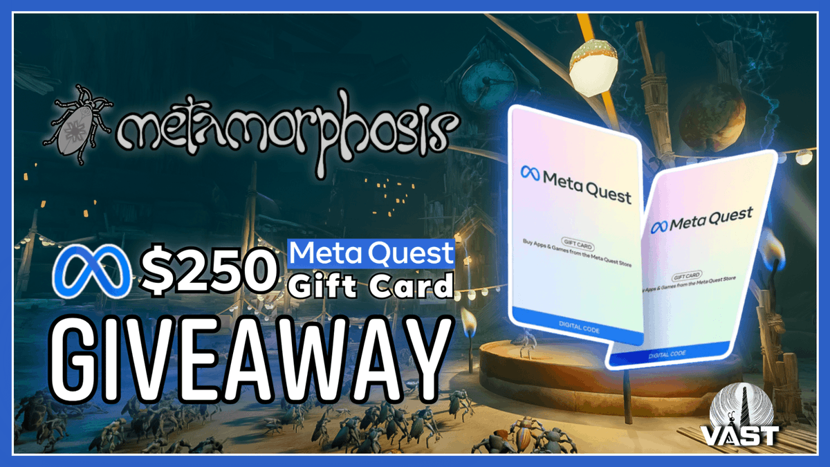 VastGG's tweet image. $250 Meta Quest Gift Card Giveaway!

To enter, perform these tasks via the link below:       

🔄 Retweet + Like   

✅ Follow @metamorphvr_ 

Enter Here: vast.link/metamorphosis