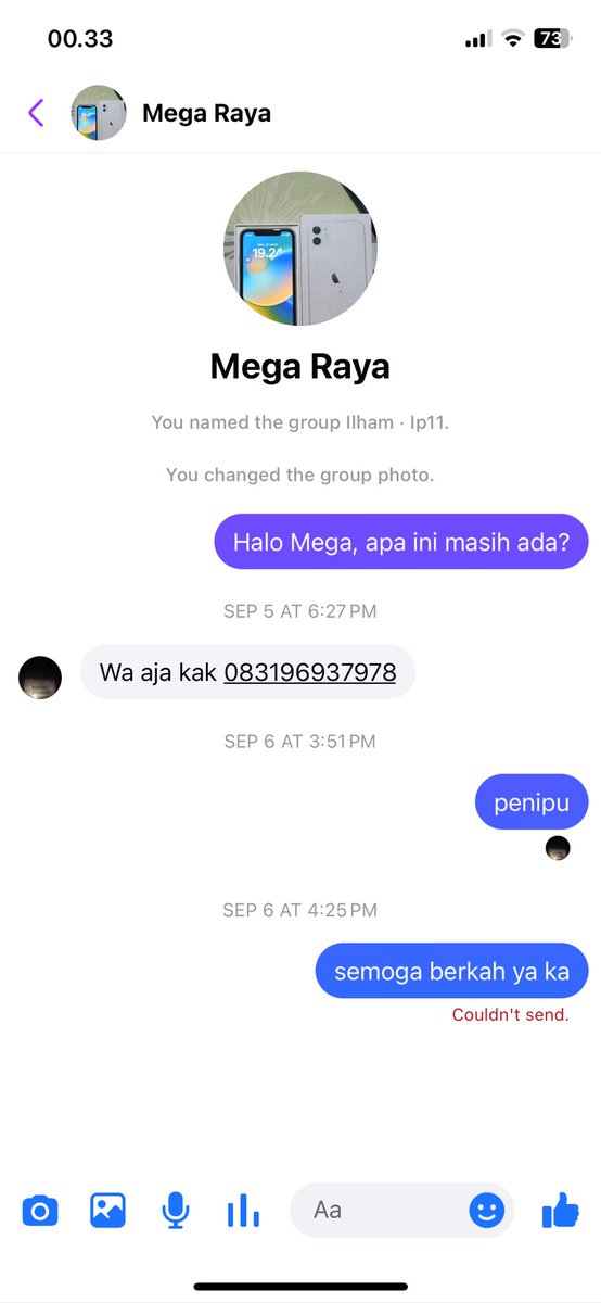 beefrdie's tweet photo. 🚨PENIPU ALERT🚨
Fb: Mega raya
ig: amelia.sftrii❤️_1
jual iphone 11 dari pekanbaru raya katanya🥴

cowo gue ketipu jal4ng😢😢😢💔💔💔💔 https://t.co/2R6PUUg2f7