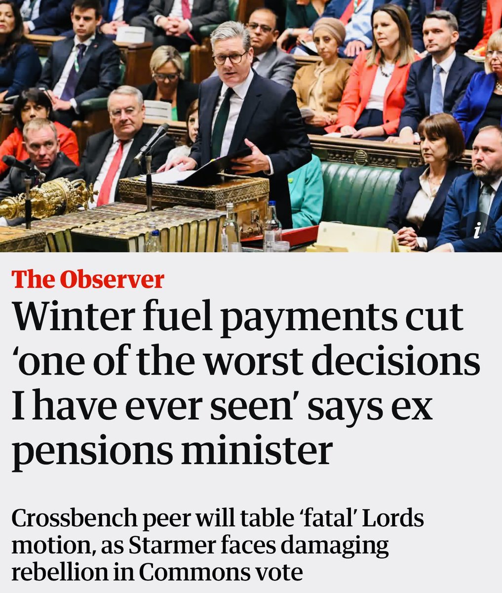 Cross bench peer Baroness Altmann will table a "fatal motion" to stop Labour's cuts on winter fuel payments for pensioners going through 

Although it's unlikely to succeed, I hope that it does

I still can't understand why Labour is making these cuts as deep as they propose 🤷🏼‍♀️