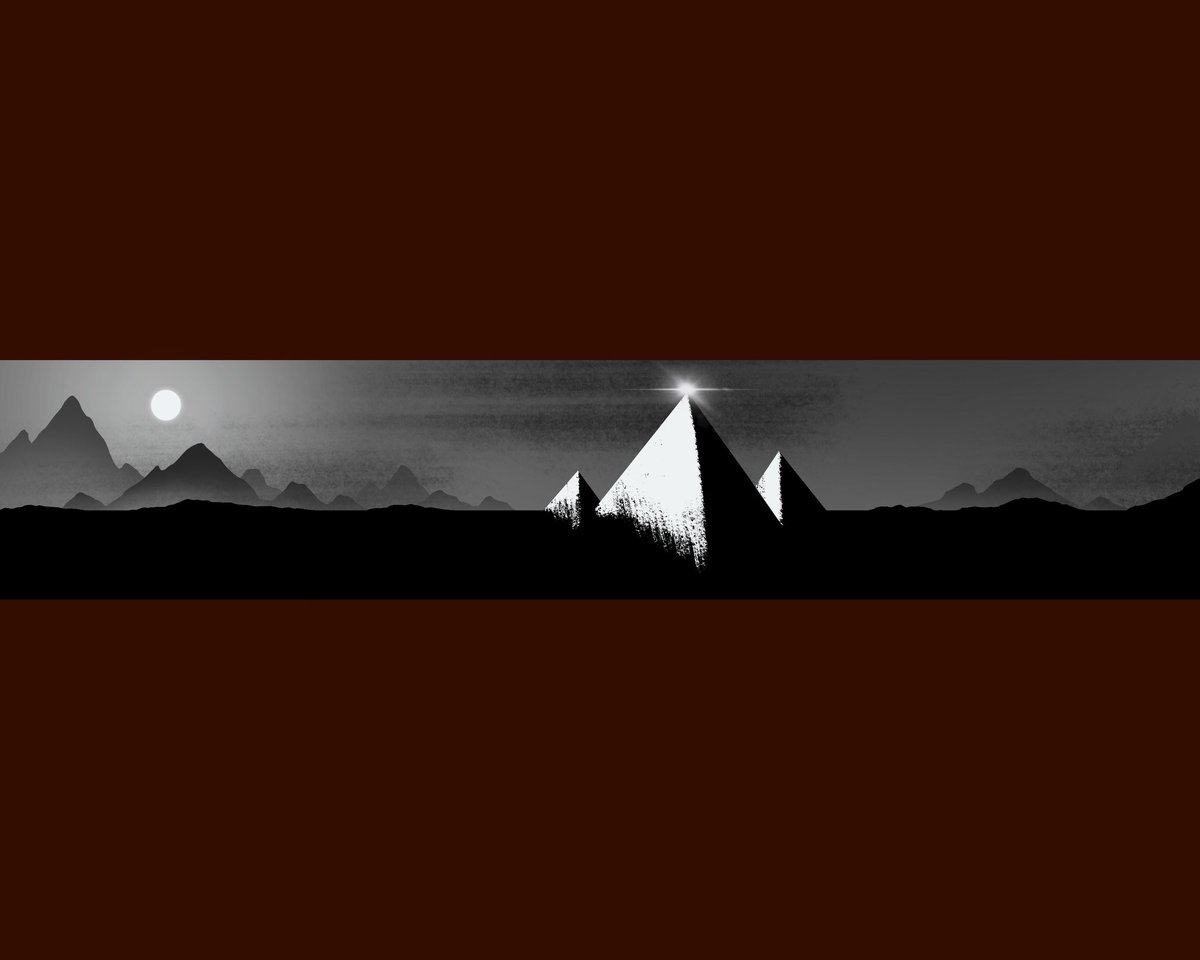 ScovilleMC's tweet photo. Super long pyramid landscape because why not? 

#digitalart #landscape #digitalpainting #pyramid #pyramids #blackandwhite #digitalartist #timelapse https://t.co/lzB5iAhBEO