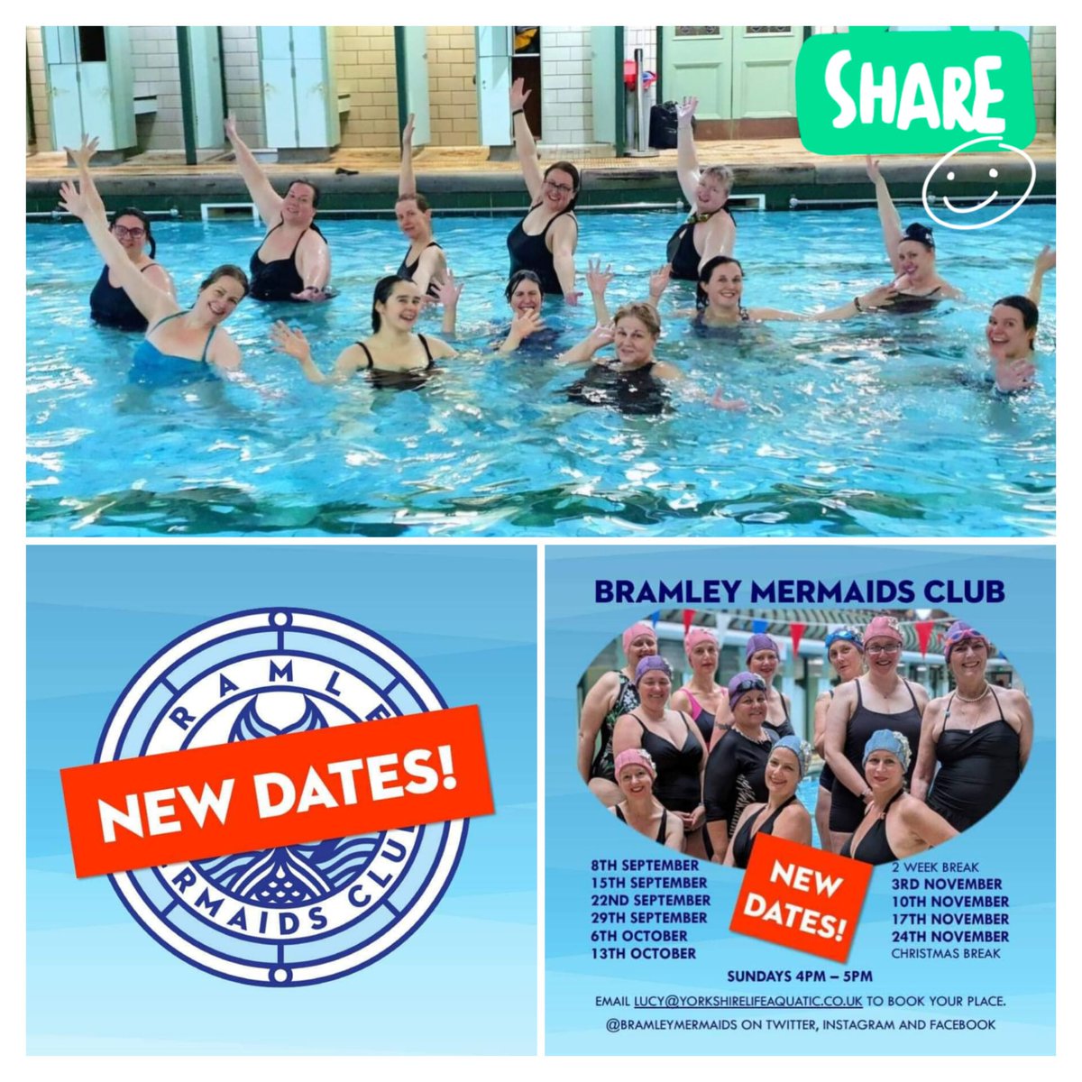 Join us tomorrow in the pool 4pm <a href="/bramleybaths/">Bramley Baths</a> with <a href="/BramleyMermaids/">Bramley Mermaids Club</a> 
Fun, creative swimming &amp; movement in the pool
Beginners always welcomed - £6.50 drop in, or block book for discounts.
 
Email lucy@yorkshirelifeaquatic.co.uk for more info/ to let us know you are coming!