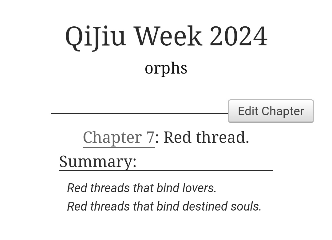 day 7 of #qijiuweek2024 : Red thread ♥️
#svsss #qijiu #ShenJiu #yueqingyuan

archiveofourown.org/works/58625896…