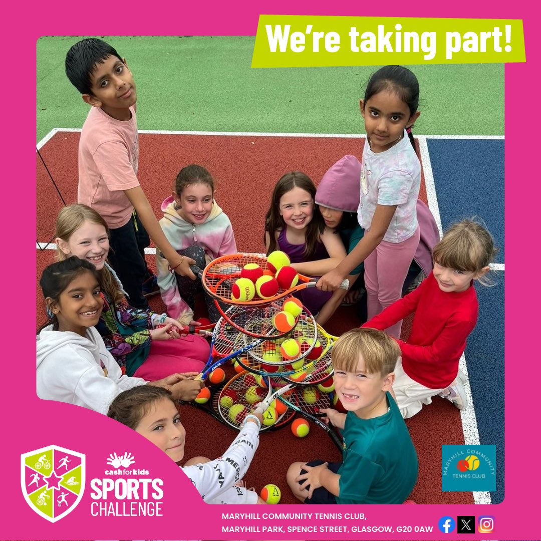 📢 It’s back! We’re taking on the <a href="/CashforKidsWest/">Cash for Kids West Scotland</a> Sports Challenge. 👊🏻 From #Maryhill to #Wimbledon - we’re aiming to complete 428 miles/690KM - the distance between our courts &amp; Wimbledon! 🎾 🧵1/3