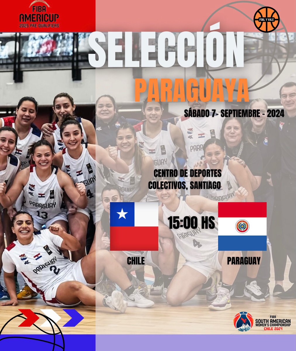 🇵🇾🏀 VAMOS CHICAS!

🇵🇾 Las <a href="/selefempy/">Selección Paraguaya de Basket 🇵🇾</a> juega ante la Selección de Chile a partir de las 15:00 hs. en el Centro de Deportes Colectivos, Santiago.

💻 Transmite el canal de FIBA en YouTube

🇵🇾 ¡Fuerza Chicas! 🇵🇾
#ElLugarQueSeMerece #Básquet <a href="/americupw/">FIBA Women's AmeriCup</a>