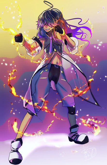 @Yoi_Mikage ヨイくんおはヨイです～!!私はヨイくんが起きる頃に寝てるので予約投稿にてすみません…!前から描きたかったヨイくん、脱稿したのでやっと描けました!待たれてないかもですがお待たせしました…!格ゲーのイメージあるので✊ポーズで!今日も一日ヨイ事ありますよーに! 