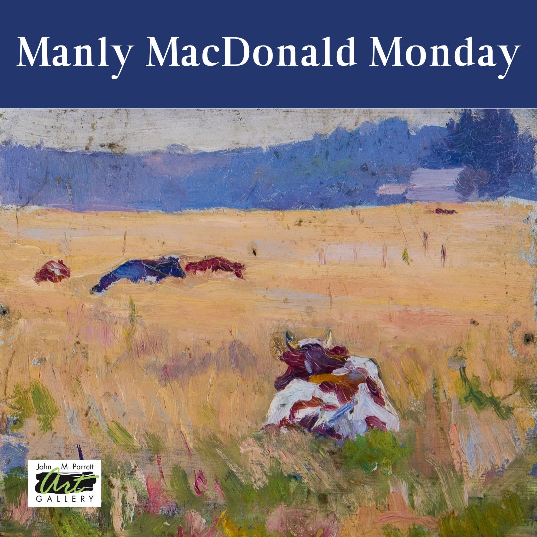 Today's Manly Monday is of one of his smaller paintings that has been mounted on a frame with three other paintings. Manly painted many cow paintings and we have quite a few in our collection.  #MMMonday #parrottgallery