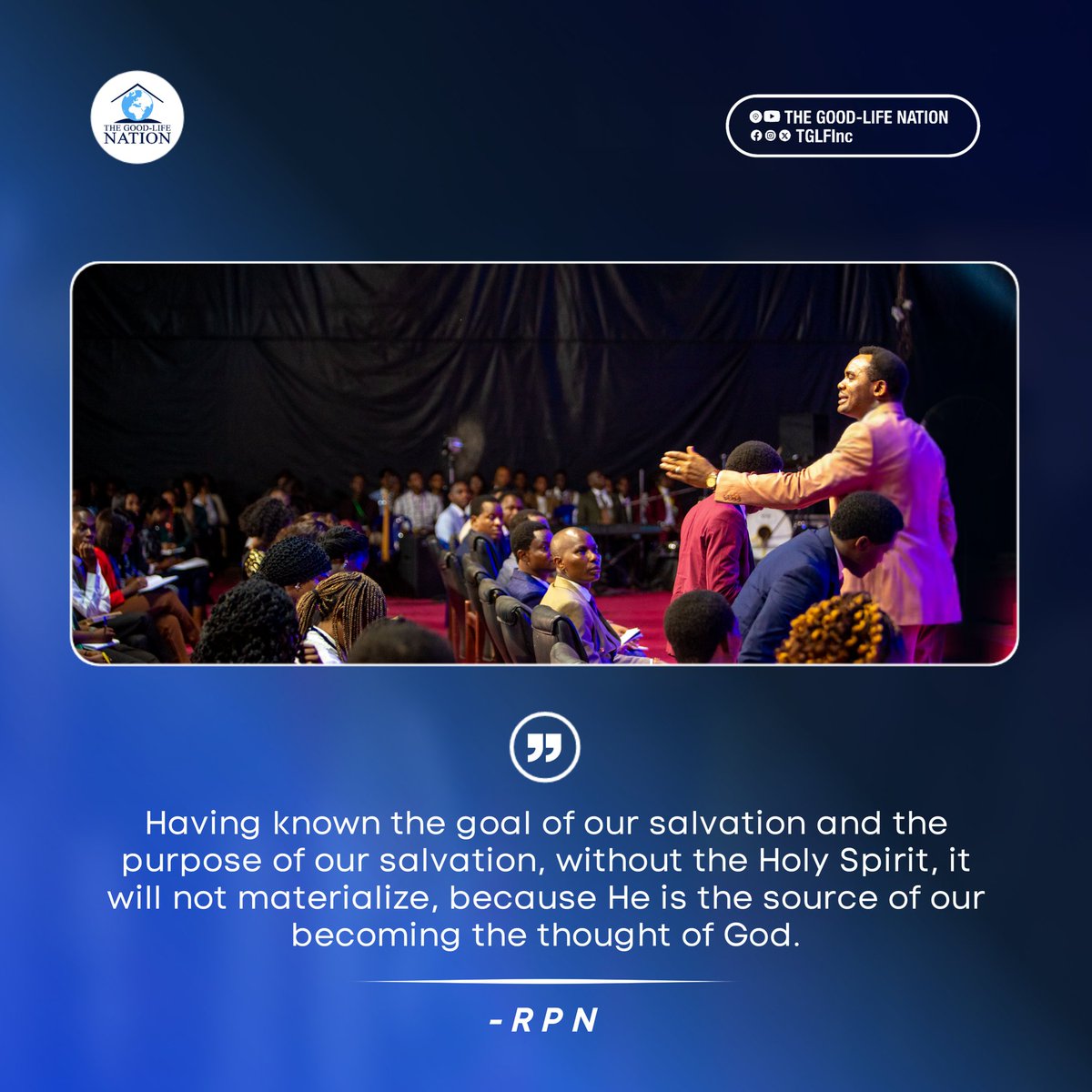 Having known the goal of our salvation and the purpose of our salvation, without the Holy Spirit, it will not materialize, because He is the source of our becoming the thought of God. -RPN

#RPN 

#APeopleCome