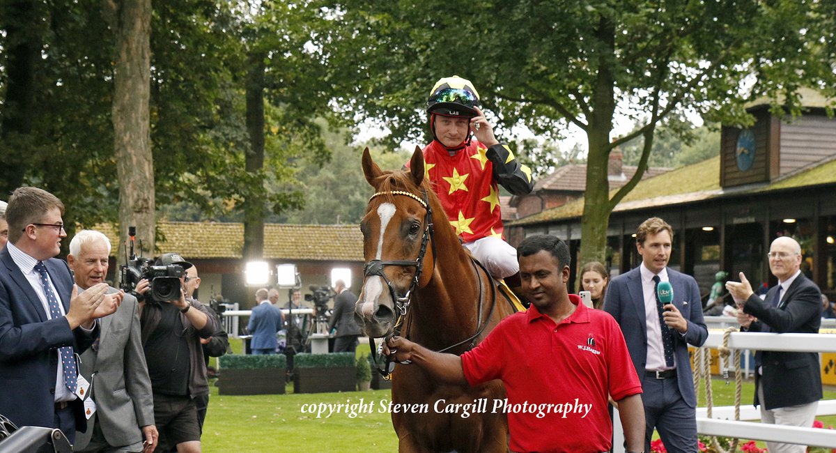 Steven_Cargill's tweet photo. Scenes with MONTASSIB @CierenFallonJr after their victory in today's G1 Sprint Cup @haydockraces for @WilliamHaggas https://t.co/jzePOkvUkk