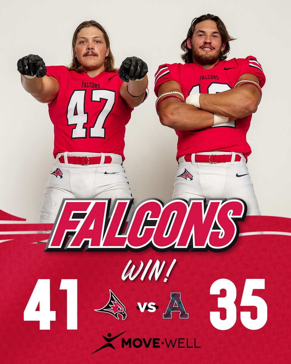 UW-River Falls Athletics (@uwrffalcons) on Twitter photo FALCONS WIN
<a href="/UWRFFootball/">Falcon Football</a> starts the season with a 41-35 victory over No. 7 Alma on the road!
#FFT FALCONS WIN
<a href="/UWRFFootball/">Falcon Football</a> starts the season with a 41-35 victory over No. 7 Alma on the road!
#FFT