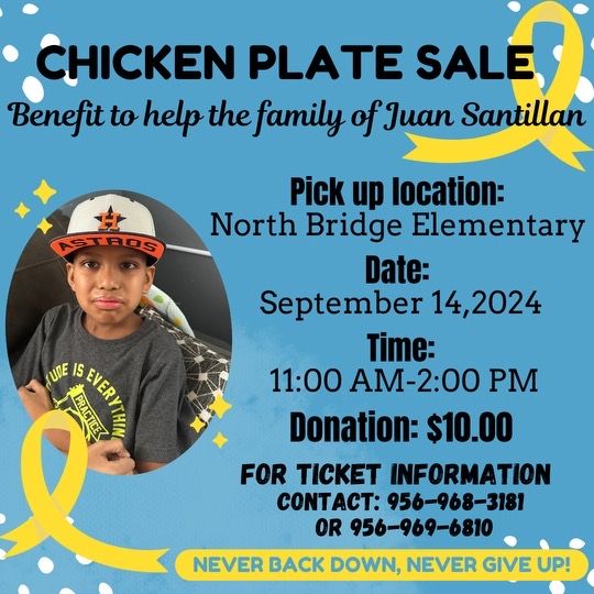 Juan is a Future WEHS Wildcat! His family is in need of assistance. Help North Bridge Elementary reach their goal of selling 1500 chicken plates by next weekend. Any help and donations are appreciated.
