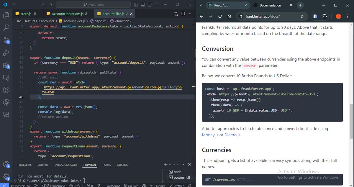NmechaUchechi's tweet photo. 🚀 Day 48 of #100DaysOfCode!

- Continued learning Redux
- Connected Redux with React and dispatched actions
- Explored legacy methods for connecting components
- Learned about Redux middleware, Thunks, and API calls

Loving the power of Redux!

#React #Redux #connect #javascript https://t.co/4VE3TOsEeM