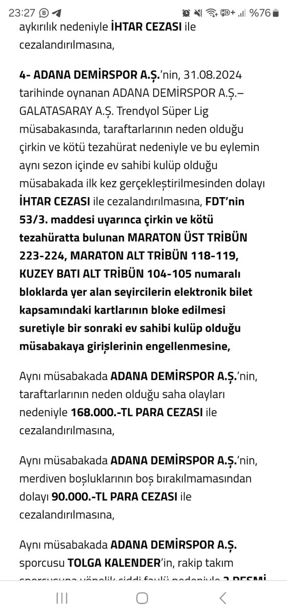 Stadyumda onlarca kamera her blok önünde elinde kamera olan polisler var birkaç kişinin tartışıp kavga etmesi yüzünden Neden biz blog cezası alıyoruz 6222
 niye var Her blokta 2 kişi tartışıp kavga ettiğinde 400 kişi ceza mı alacak Ne yapalım O kavga edenleri 400 kişi dövelim mi