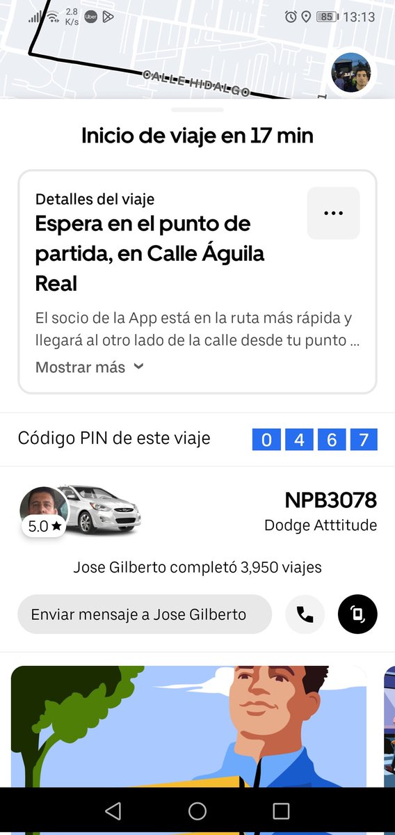 JAV13R90's tweet photo. @Uber_MEX @Profeco Pido un viaje, el conductor estaba a 5 min del punto de recogida, el tipo se se sigue y se va a dar una vuelta de más de 10min, pido otro viaje con otra aplicación el sujeto llega y me cobran a mi por hacerle perder su tiempo. Cada vez están peor @Uber_MEX https://t.co/uIVitXL9Uf