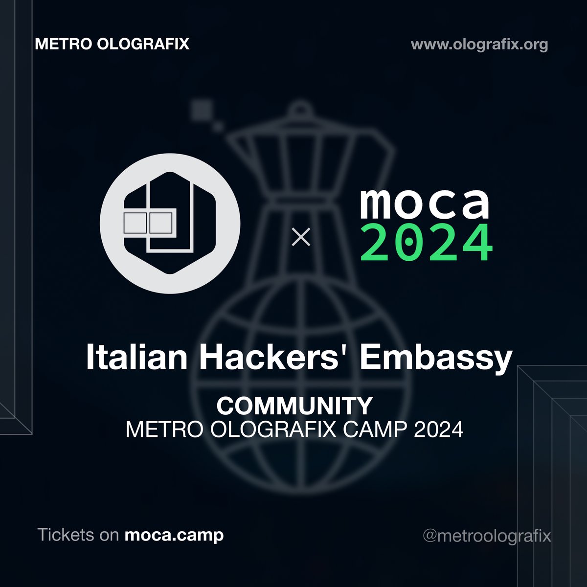 Metro Olografix (@metroolografix) on Twitter photo <a href="/hackersembassy/">🇮🇹Italian Hackers’ Embassy</a>, #Community #MOCA2024
Spontaneous community of Italian #hackers who get together around different hackers events happening mostly abroad, providing an inclusive environment where hackers meet, have fun and do things!
moca.camp/en/home-moca20… <a href="/hackersembassy/">🇮🇹Italian Hackers’ Embassy</a>, #Community #MOCA2024
Spontaneous community of Italian #hackers who get together around different hackers events happening mostly abroad, providing an inclusive environment where hackers meet, have fun and do things!
moca.camp/en/home-moca20…