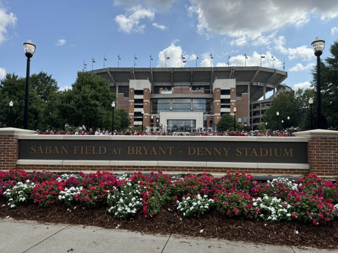 The sign has been unveiled.

It’s official.

The field at Bryant-Denny Stadium is officially named “Saban Field.”
(pic via <a href="/aldotcomTide/">Alabama Crimson Tide | AL.com</a>)