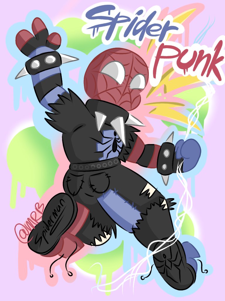 FluffyNightArts's tweet photo. Spiderpunk!! Well my personal version of a spiderman character! 

#spiderman #spidersona #marvel #art #doodle https://t.co/rrYqFO3lJK