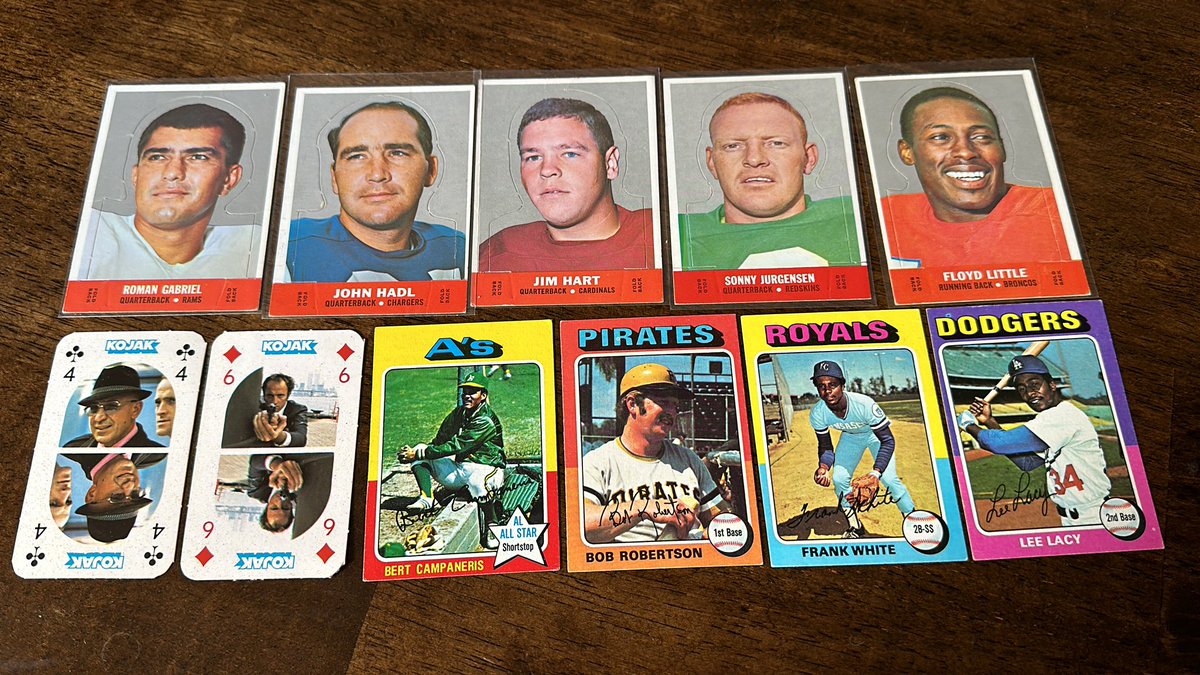 Monthly card show with the Grandson, he’s learning the ropes of the Pokémon card world and I keep in my lane.  Found these 1968 Stand Ups, some Minis and there was no way I was leaving behind Kojak and Crocker.