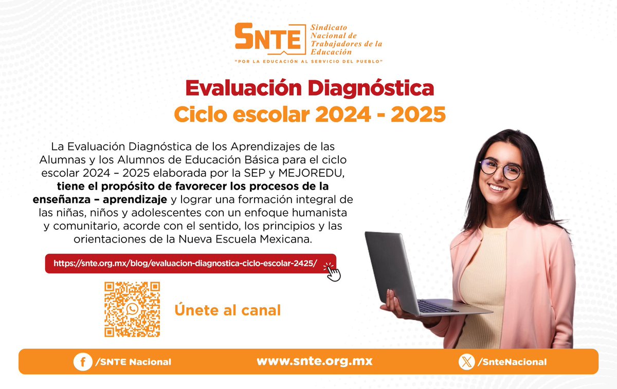 ¡Atención! 

📚✏️ La Evaluación Diagnóstica de estudiantes de educación básica 2024-2025, elaborada por la SEP y MEJOREDU, busca mejorar la enseñanza y formación integral de los alumnos. 
Más información: 👇🏼
lc.cx/lNMTRi