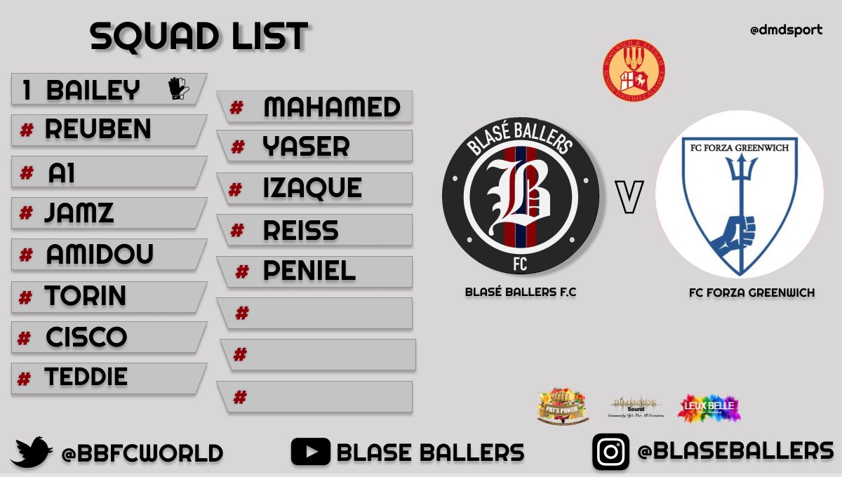 It’s cup action for the boys tomorrow as we return to Mottingham to face new opposition but we are ready for anything 😤

Swipe acrose for the squad list which includes a few players from our Blasé Hub Ballers U16’s that have made the step up to mens football 💪🏾