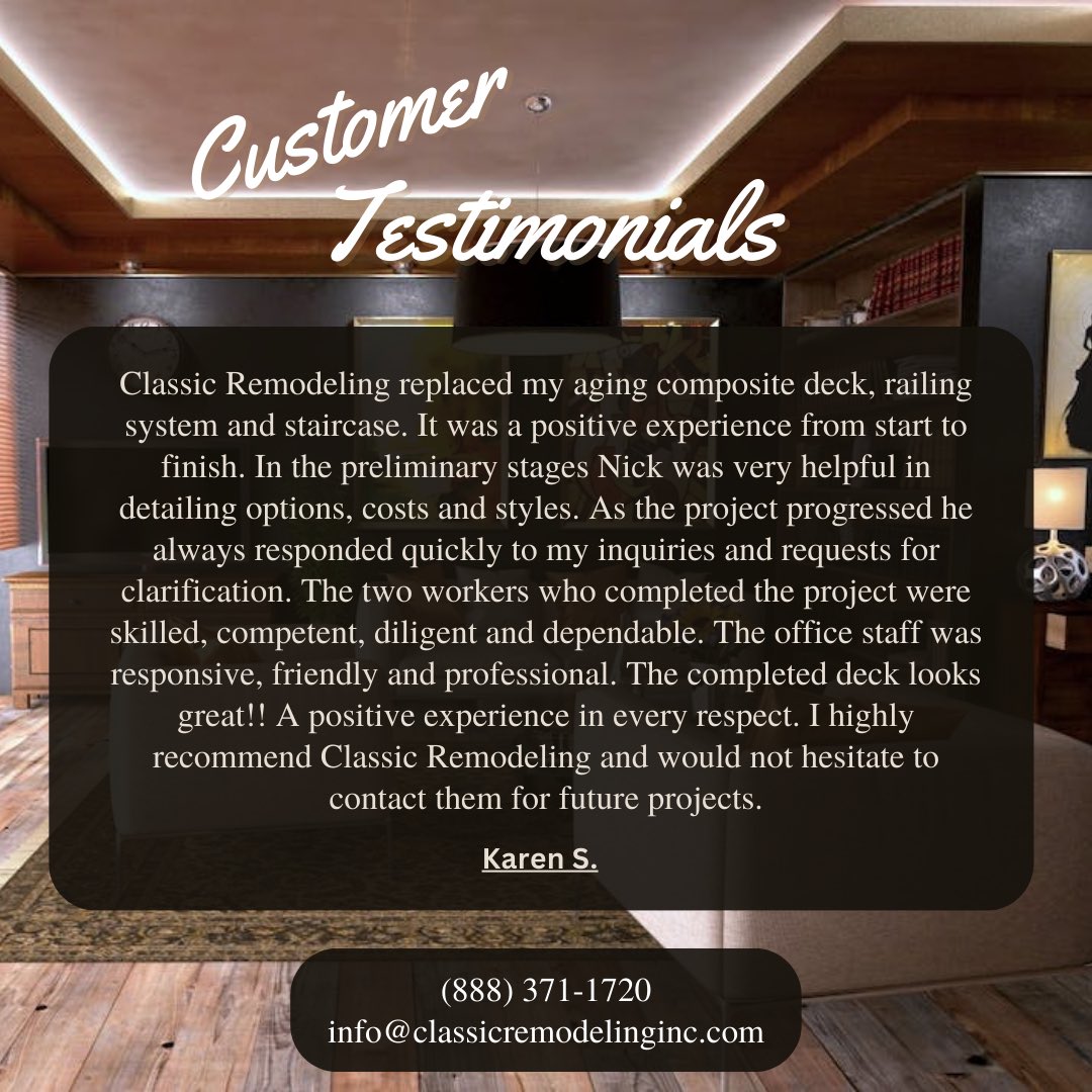 _ClassicRemodel's tweet photo. Customer testimonials are the best! https://t.co/pxopw0kelb