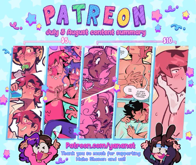 Summary of July &amp; August Patreon content and August sketch requests!! 💕✨

Thank you so much to everyone, we appreciate all your support!!
If you want to have access to more wips, exclusive content, or ask for a request  you can join to our Patreon! 

🪼 https://t.co/lgozTFJq8B 