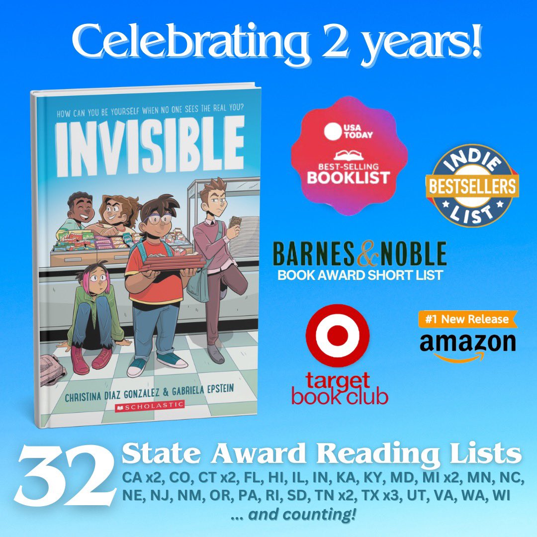 Christina D Gonzalez (@christinadg) on Twitter photo Two years of Invisible making its mark on the world! Thank you to all the kids, teachers, librarians, & readers everywhere for showering this book with so much love. 📚❤️
#graphicnovel #middlegrade #elementary #esl #bilingual <a href="/pichikui/">Gabriela Rodríguez Epstein</a> Two years of Invisible making its mark on the world! Thank you to all the kids, teachers, librarians, & readers everywhere for showering this book with so much love. 📚❤️
#graphicnovel #middlegrade #elementary #esl #bilingual <a href="/pichikui/">Gabriela Rodríguez Epstein</a>