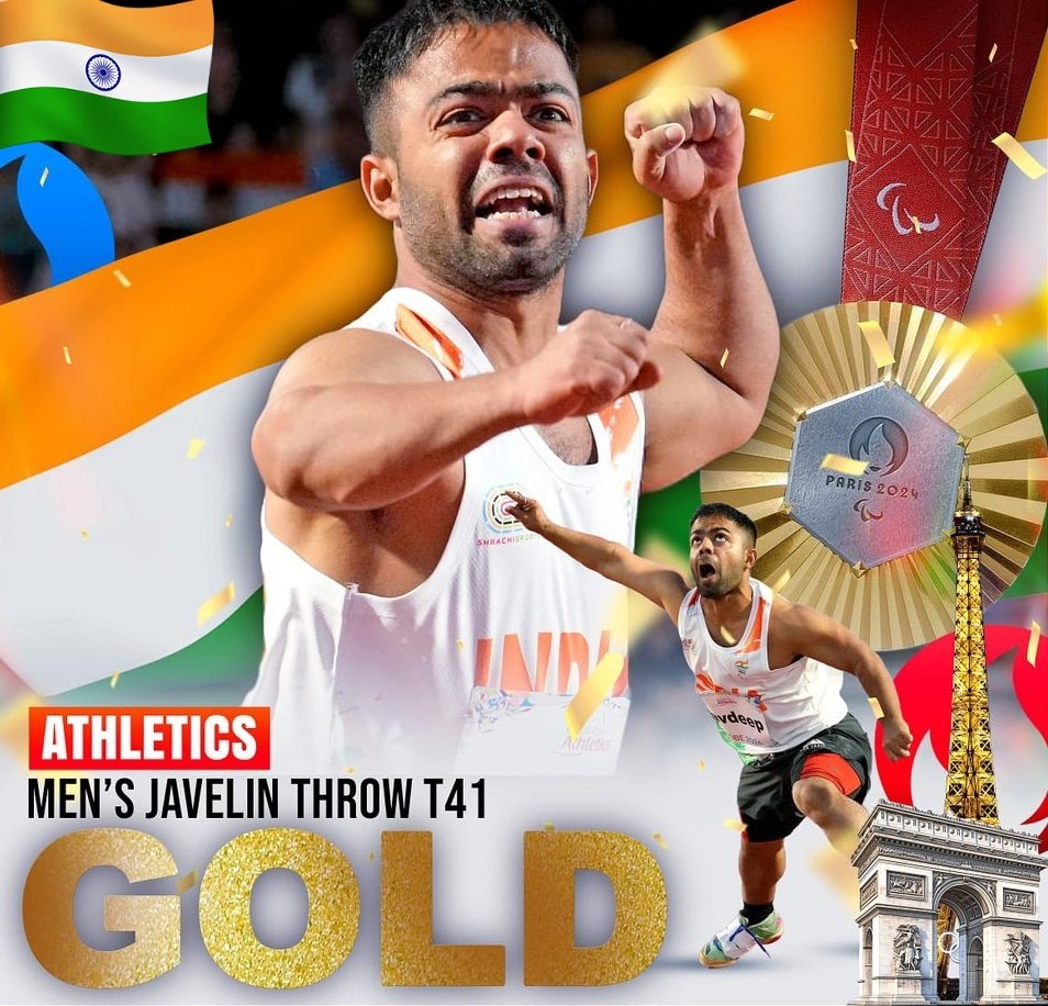 PawakKshatriya's tweet image. 🚨 Iran athlete #disqualified, and Navdeep 🇮🇳 upgraded to 🥇 in Men's Javelin Throw F41!
Disqualified due to displaying a ISIS flag.
India have their 7th #Gold at the #Paralympics2024.
Kudos to the Paralympics for taking action! 🙌 #Cheer4Bharat #JavelinThrow #NavdeepGold