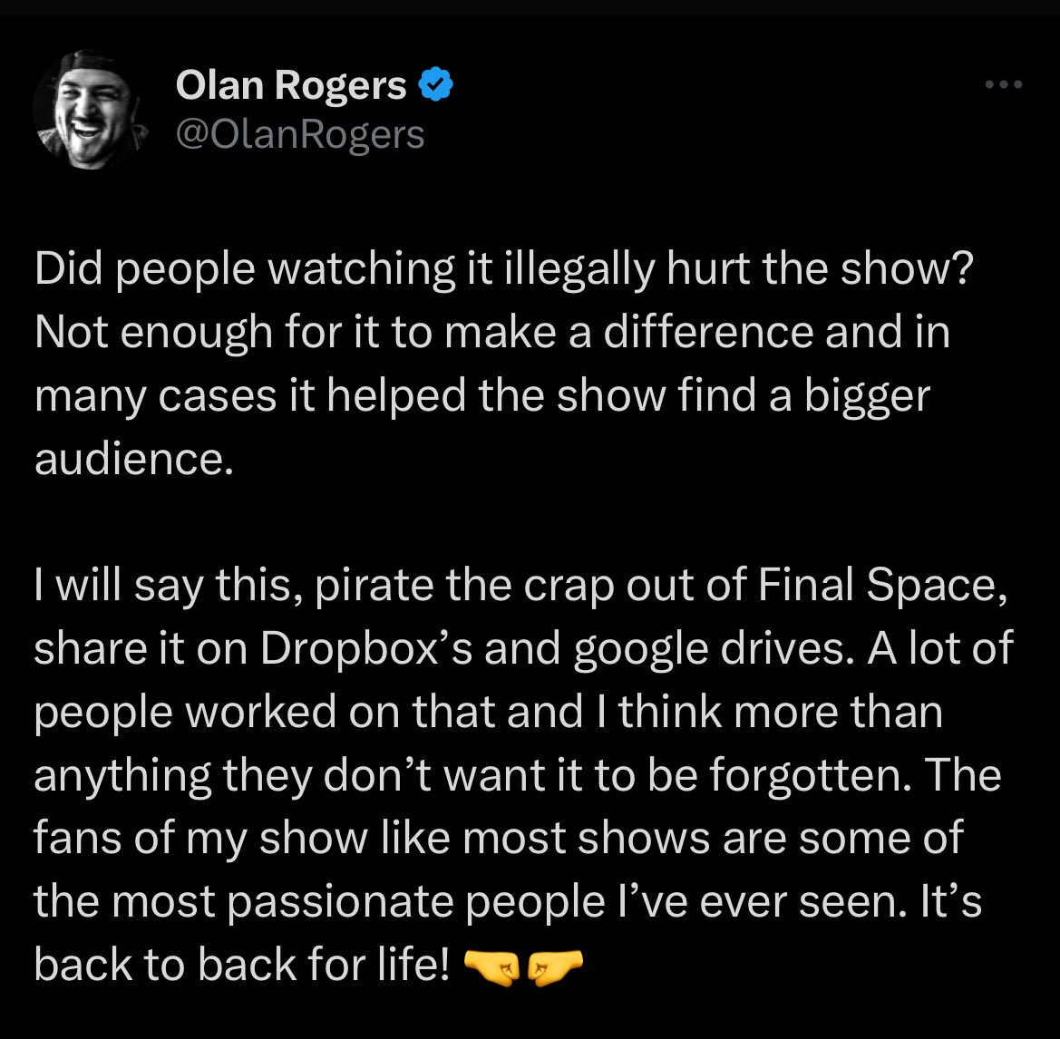 finaIspace's tweet photo. Directly from the creator and executive producer of Final Space, mind you https://t.co/RvjSUlipP6