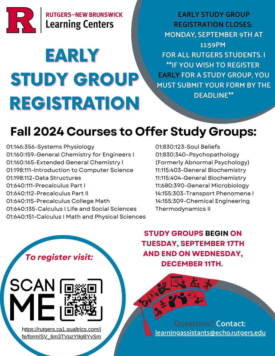 Learning Centers - Rutgers NB on X: “Join our Early Study Groups
