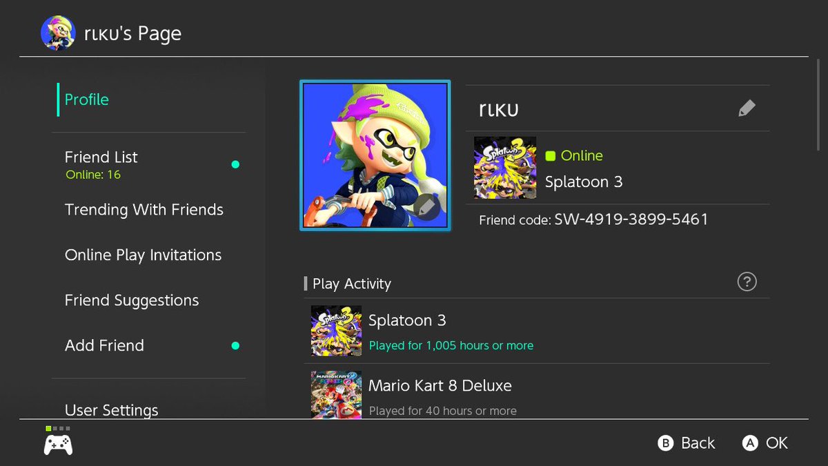 I finally have 1000 hours of play on Splatoon! ! !