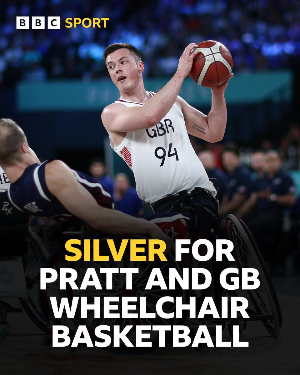 BBC Sport Wales (@bbcsportwales) on Twitter photo Welshman <a href="/Philippratt11/">philip pratt</a> and GB’s wheelchair basketball team have taken the SILVER medal at the #Paralympics. 🥈
The final went down to the wire against the USA, finishing 69-73.
#BBCParalympics #Paris2024 Welshman <a href="/Philippratt11/">philip pratt</a> and GB’s wheelchair basketball team have taken the SILVER medal at the #Paralympics. 🥈
The final went down to the wire against the USA, finishing 69-73.
#BBCParalympics #Paris2024