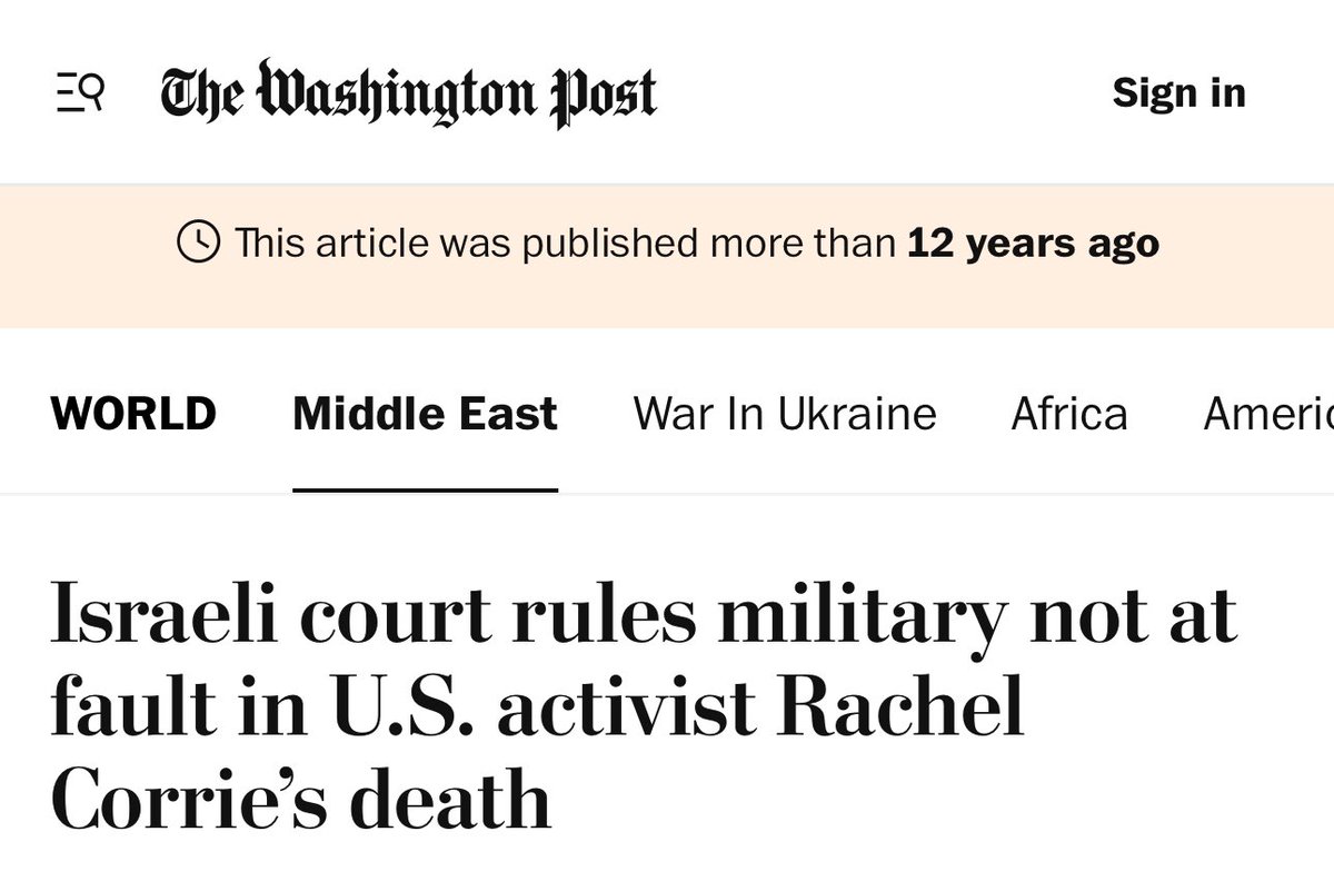 Rachel Corrie was a 23–year-old American who was crushed to death by an Israeli bulldozer in 2003.

This is how Israel investigates itself. This is who the U.S. is asking to investigate the killing of yet another American.