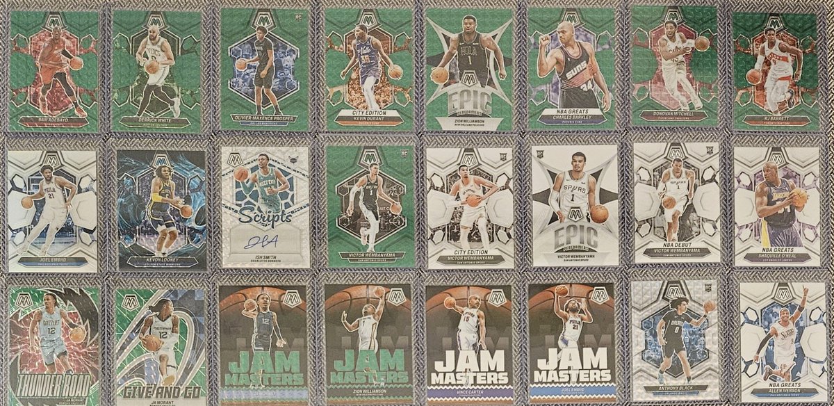 3bangerbreaks's tweet photo. #Hits from 2023-24 #Panini #Mosaic #Basketball #Blaster #Break
#TBBCrew #NBA #TBBCrewElite #IshSmith #Autograph #VinceCarter #KevonLoonet #Genesis #JaMorant #LebronJames #VictorWembanyama #LukaDoncic #JoelEmbiid #Shaq #JaysonTatum #KevinDurant #AI #AmenThompson #AusarThompson https://t.co/FOgYjmKzJ7