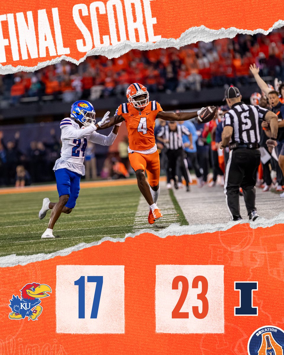 THE ILLINI HAVE STUNNED #19 KANSAS IN CHAMPAIGN. 2-0 TO BEGIN THE 2024-25 CAMPAIGN.