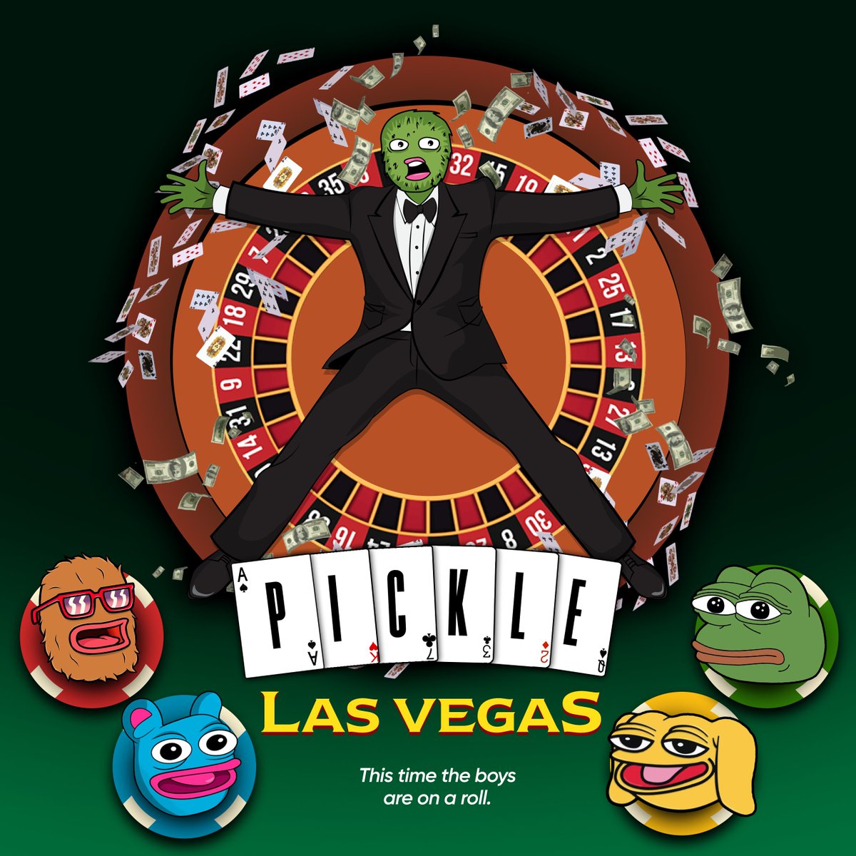 DexOfCrypto's tweet photo. @SlappySonn LETS GO VEGAS BABY!! $PICKLE and the #BOYSCLUB $PEPE $BRETT $ANDY $WOLF
#PICKLE #PICKLEARMY https://t.co/ulcBwxvTeo