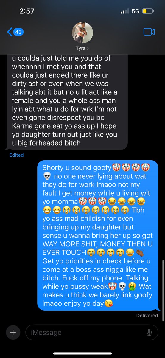 Sunny_D666's tweet photo. SENSE U WANNA TALK ABOUT OTHER PEOPLE’S KIDS YO ASS CAN GET EXPOSED TIRED PUSSY ASS BITCH🤣🤣🤣🤣🤣😭😭😭😭🤡🤡🤡🤡🤡

(Things to improve) 
•You live wit yo momma💀
•you don’t got no money👀
•yo pussy tired🤡🤮 

Before you come at a boss nigga like me AGAIN get yo FUNDS UP & Keep that same energy by moving out yo momma crib💀💀🚮 KEEP other peoples KIDS out yo mouth ESPECIALLY WEN U GOT NUN goofy🤡🤡😭🥷🏽👏🏾