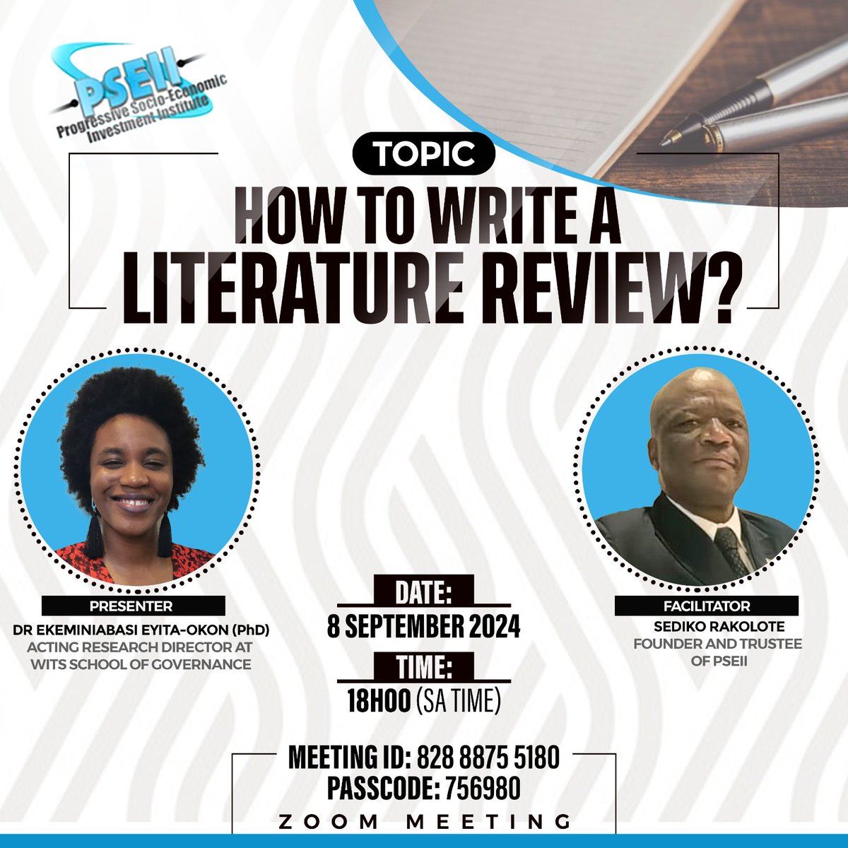 SedikoR's tweet photo. #AcademicWriting
#AcademicSuccess
#LiteratureReview
#DissertationGuide
@past3amsquad
@TheAcademic
@MlamuliSA
@profwolff
@ProfTinyiko
@FabAcademic
@dr_zsaul1
@PedroMzileni
@Kgosientsho_R
@NtsikeleloBrea2
@omtimka
08/09/2024 18h00 (SA Time) Free webinar on literature review https://t.co/xNdyNqFpgN