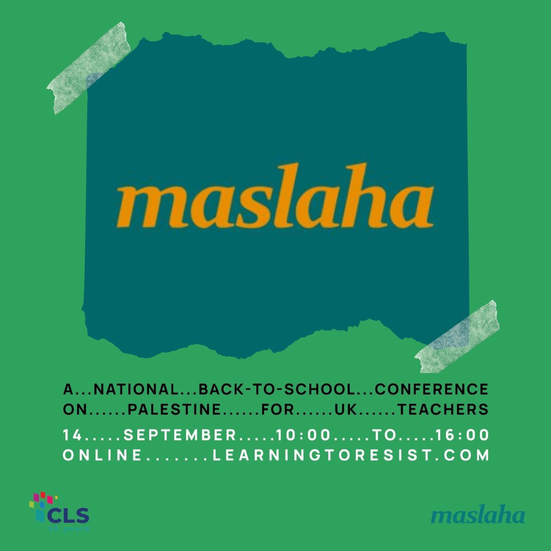 Wondering how to incorporate Palestine into your lessons? 📚 Our workshop on ‘Teaching Palestine in the Classroom’ will provide you with accessible, age-appropriate lesson ideas. Enhance your teaching toolkit with our brilliant co-organisers and workshop leads <a href="/Maslaha/">Maslaha</a>!