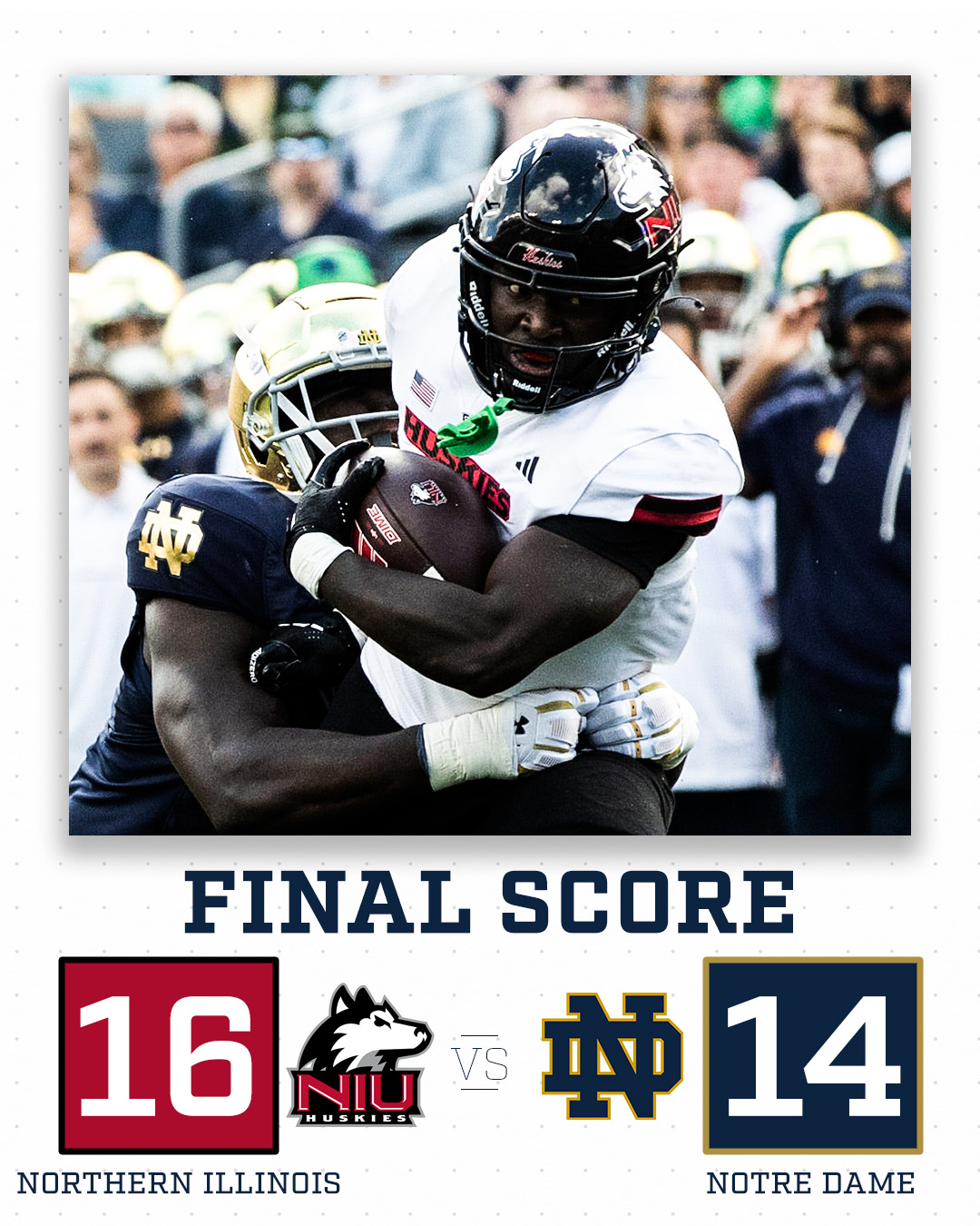 NBC Sports on X NORTHERN ILLINOIS UPSETS NO. 5 NOTRE DAME IN SOUTH BEND. https t hMxc5YncpU X