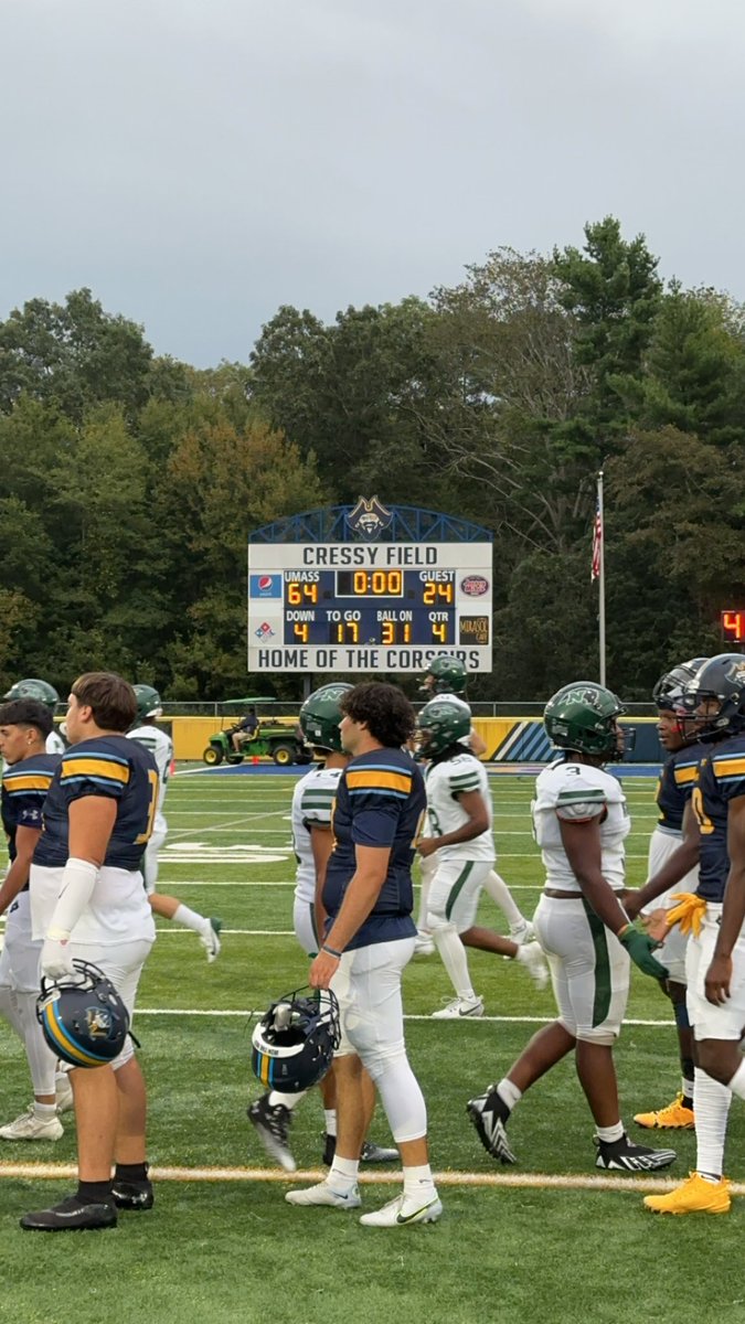 UMass Dartmouth Football (@corsairfootball) on Twitter photo Final from Cressy Field:
<a href="/UMassD/">UMass Dartmouth</a> - 64
Nichols College - 24
#d3fb|#WinTheRep🏴☠️ Final from Cressy Field:
<a href="/UMassD/">UMass Dartmouth</a> - 64
Nichols College - 24
#d3fb|#WinTheRep🏴☠️